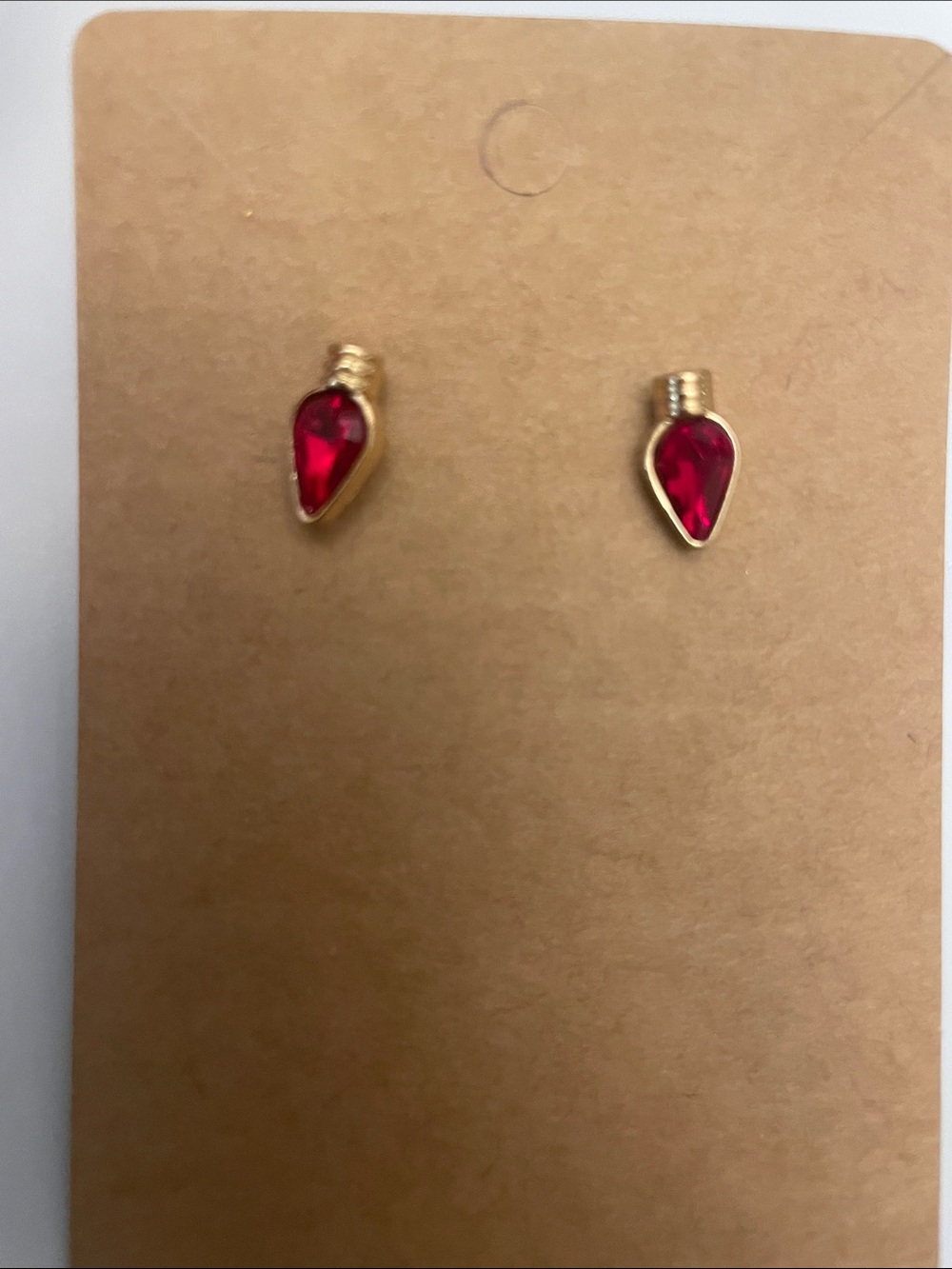 Gold-Tone Red Teardrop Stud Earrings - Women Jewelry